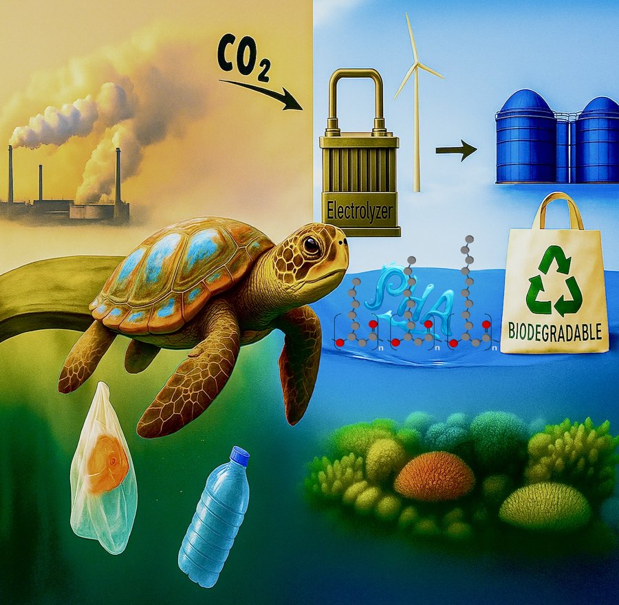 Artwork: CO2 captured from industry becomes biodegradable bioplastic, protecting sea turtles from plastic waste